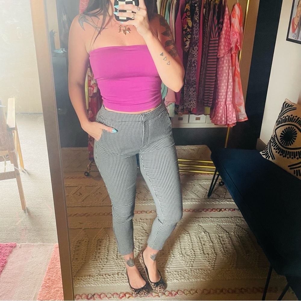 Zara Gingham Stretch Crop Pant - Picture 9 of 10